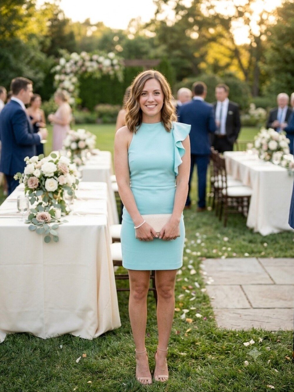 Black Halo One-Shoulder Ruffle Shift Dress - Light Teal